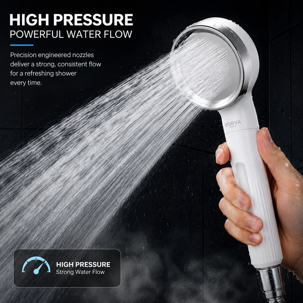 High Pressure Filtered Shower Head with 2 Extra Replacement Filters – Water Softener Shower Head, Universal Handheld Shower Head, Chlorine Removal Filter, Easy Installation, White