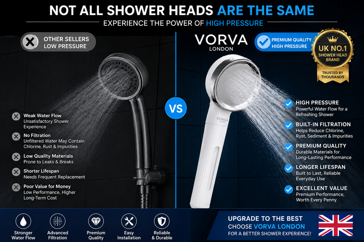 High Pressure Filtered Shower Head with 2 Extra Replacement Filters – Water Softener Shower Head, Universal Handheld Shower Head, Chlorine Removal Filter, Easy Installation, White