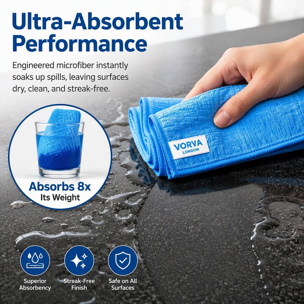 Premium Microfibre Cleaning Cloths & Microfiber Towels 20 Pack (40 x 40cm) Ultra Absorbent Lint Free, Streak Free, Reusable Multi Purpose Cloths for Kitchen, Car, Glass, Windows & Bathroom