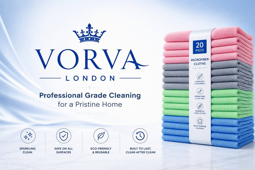 Premium Microfibre Cleaning Cloths & Microfiber Towels 20 Pack (40 x 40cm) Ultra Absorbent Lint Free, Streak Free, Reusable Multi Purpose Cloths for Kitchen, Car, Glass, Windows & Bathroom