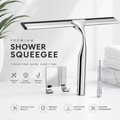 Stainless Steel Shower Squeegee with Adhesive Hook - 10 Inch All-Purpose Glass & Window Squeegee