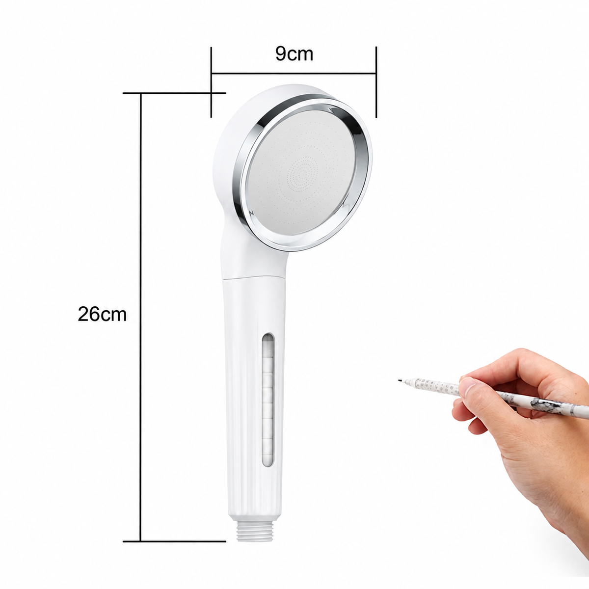 High Pressure Filtered Shower Head with 2 Extra Replacement Filters – Water Softener Shower Head, Universal Handheld Shower Head, Chlorine Removal Filter, Easy Installation, White