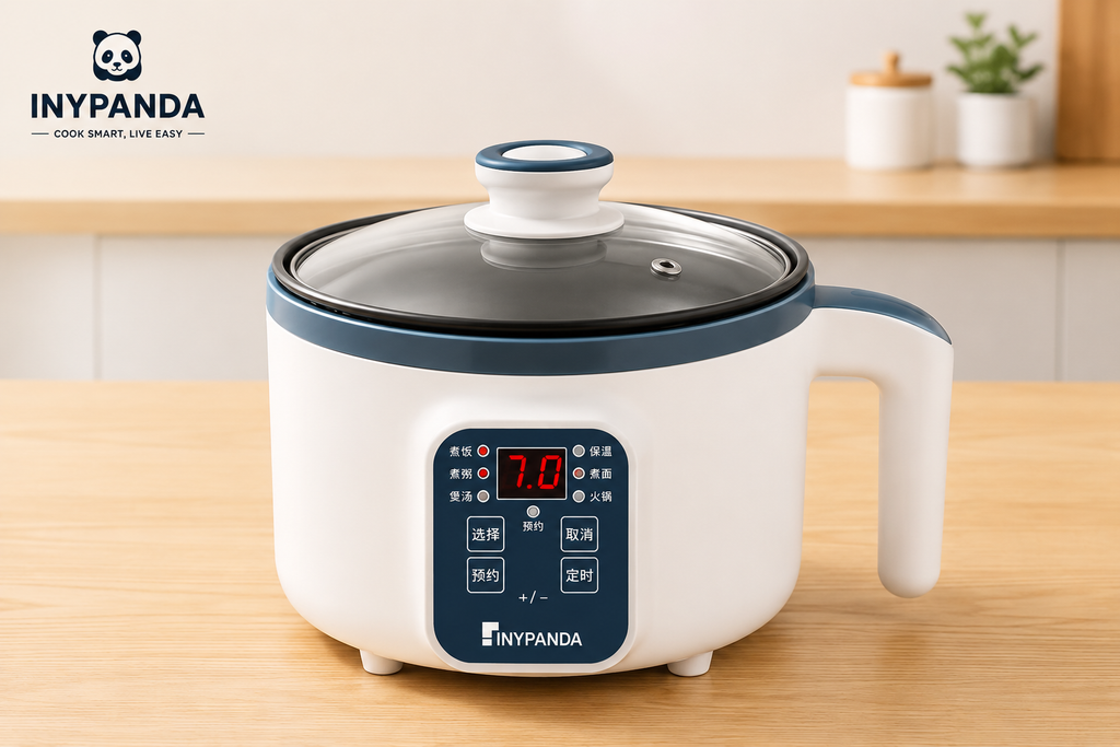 Compact 1.7L Rice Cooker with Steamer Basket — Non-Stick, Mechanical Control